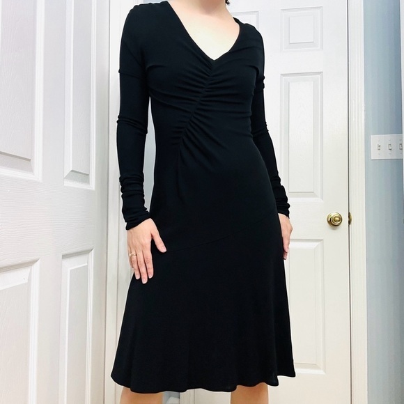 Vintage Dress Formal Knee Length Black Long Sleeve Cocktail A-line Medium - Picture 8 of 8